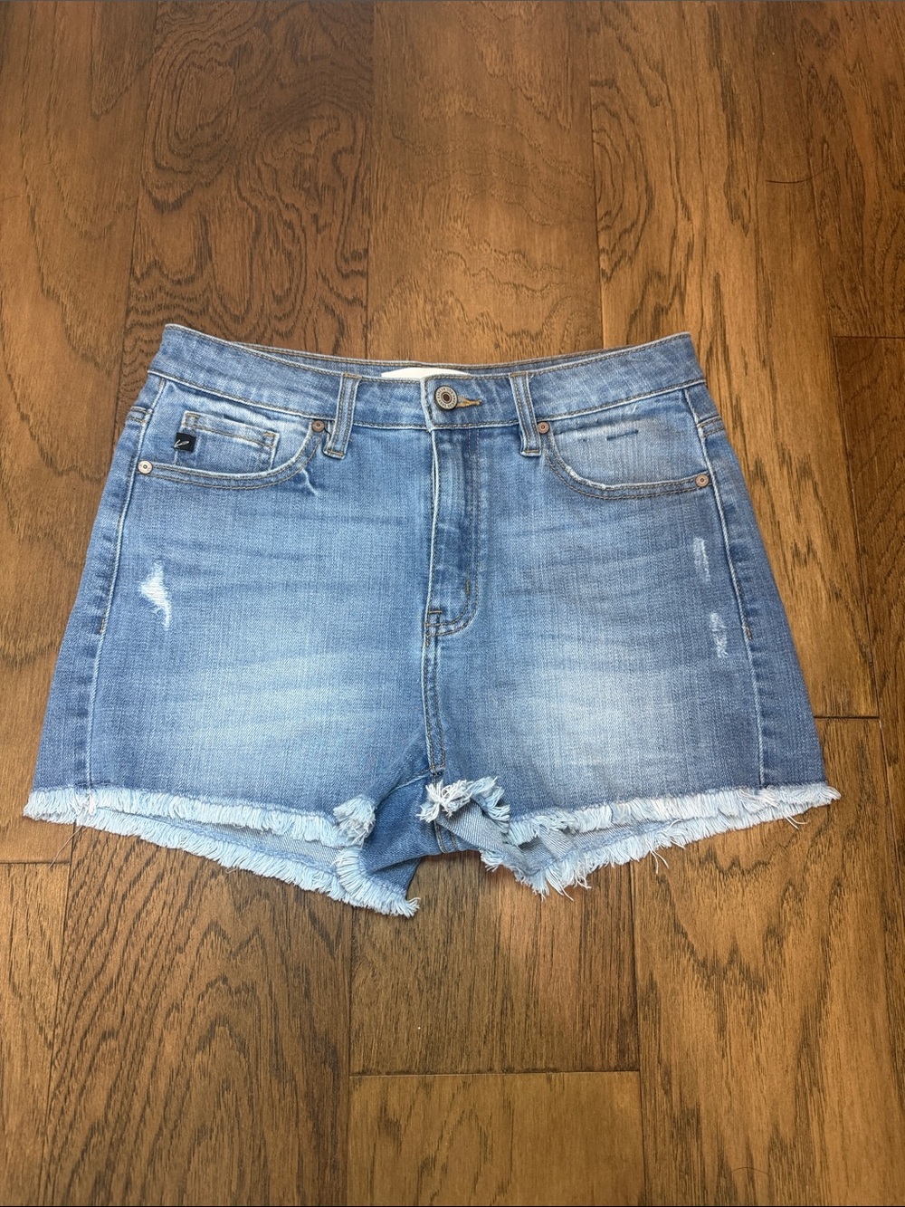 Kancan Light Blue Denim Frayed Hem Women's Shorts size medium